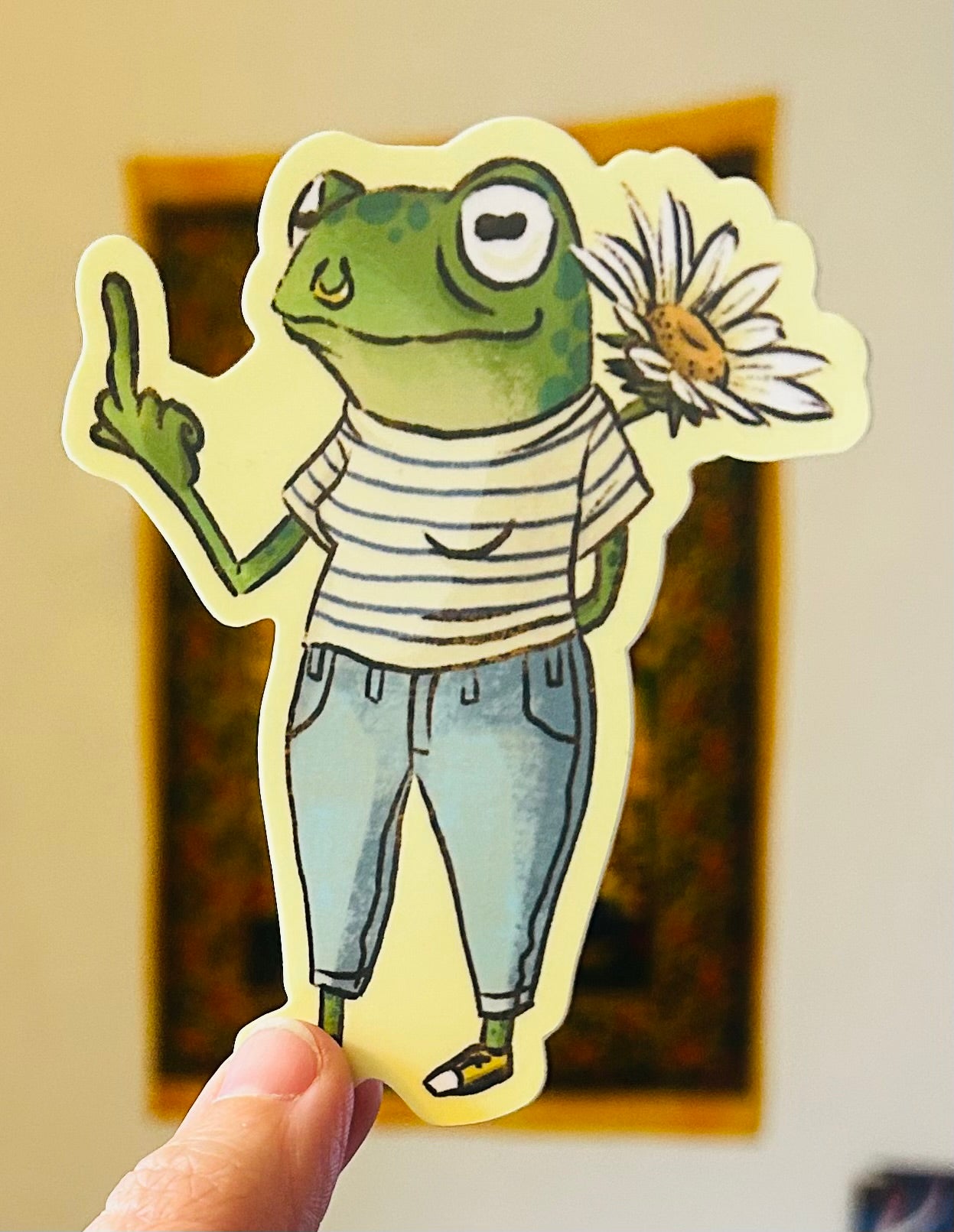 Daisy Frog Sticker